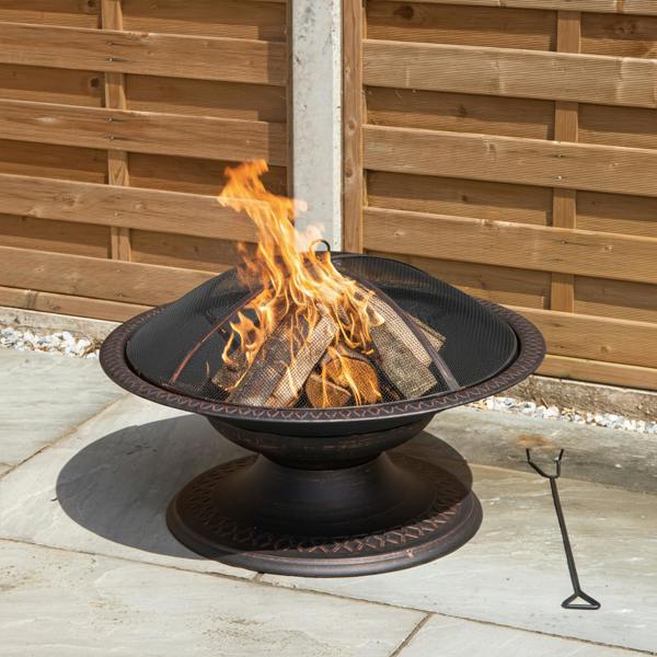 Samuel Alexander 50cm Bronze Effect Steel Toscana Outdoor Garden Fire Pit