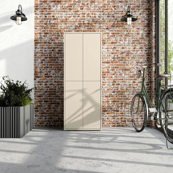 Furniture To Go Alice Springs Tall Shoe Cabinet with 4 Doors Push-to-Open in Sand