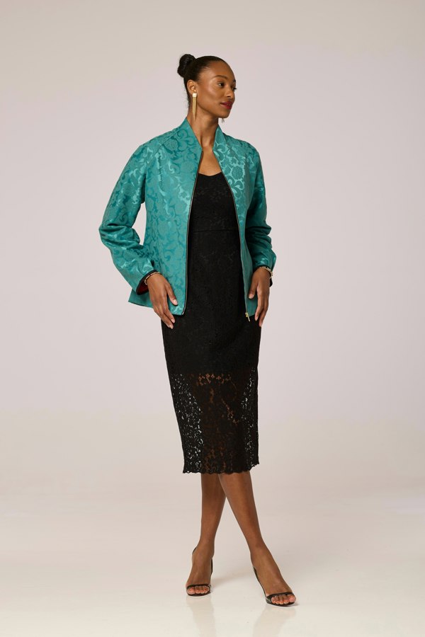 Lioness by TF Elegance Jacquard Jacket - Emerald Green