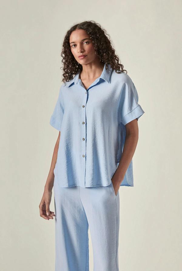 James Lakeland Relaxed Short Sleeve Blouse – Powder Blue
