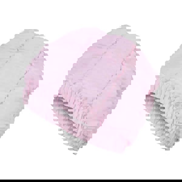 Pink Fashy ruched shower cap with quilted design and elastic band