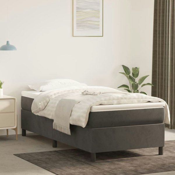 Berkfield Box Spring Bed Frame Dark Grey 90x190 cm 3FT Single Velvet