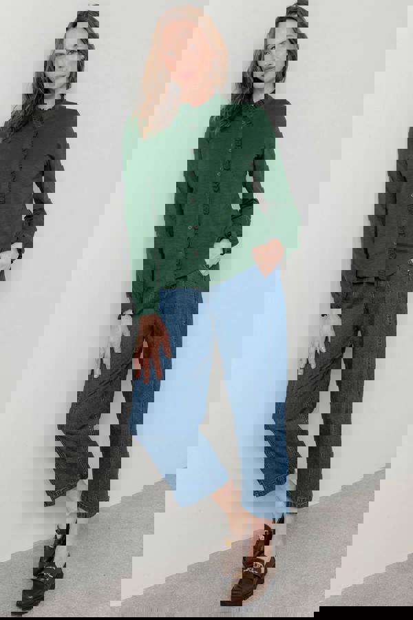 Lily & Me Sage Frill Organic Cotton Blouse Pine Green