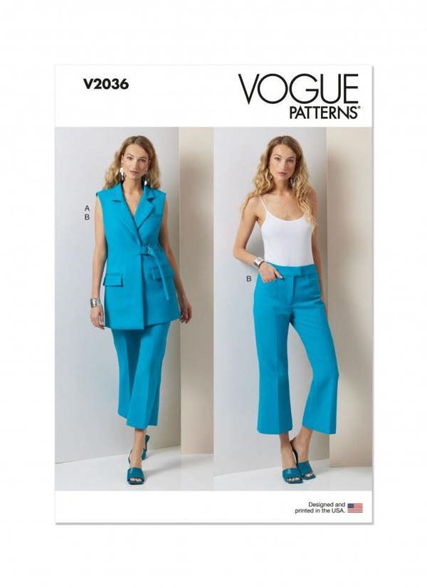 Vogue Sewing Pattern 2036, Waistcoats, Trousers for Women, H5(6-8-10-12-14) - Intermediate