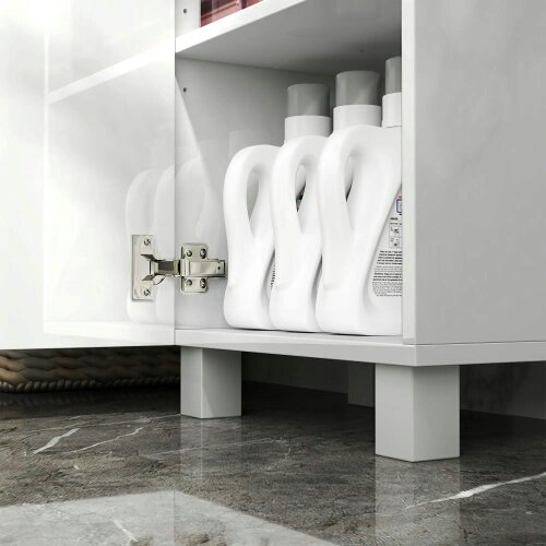 Wyld Haus Valatti Freestanding Tall Bathroom Storage Cabinet With Adjustable Shelves And Double Doors