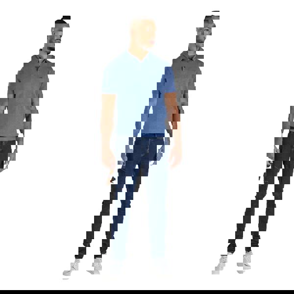 Raging Bull Mens Knitted Short-Sleeved Polo Shirt - Chambray - 