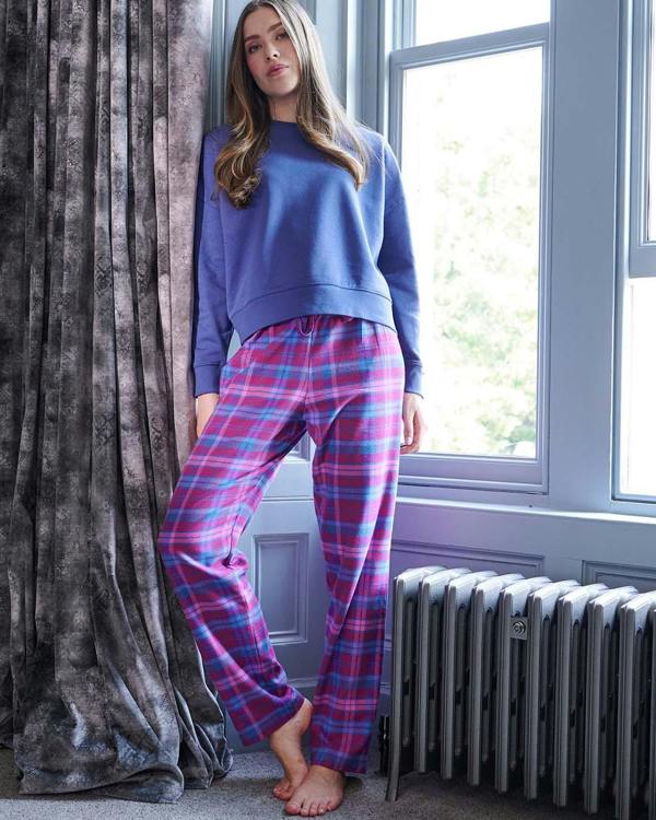British Boxers Women's Brushed Cotton Pyjama Trousers - Portree Pink Tartan