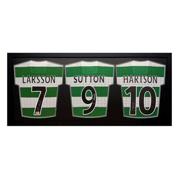 Unbranded Larsson, Hartson & Sutton Signed Celtic Shirts Framed Display