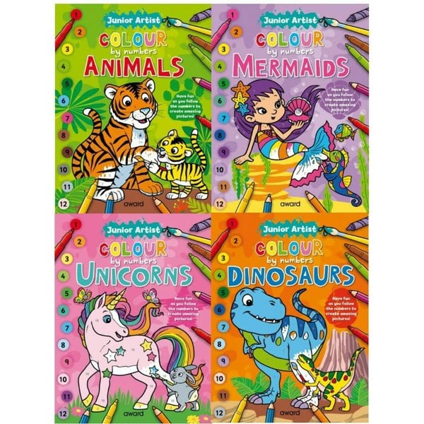 Kids Colouring Collection 8 Books Set Colour by Numbers For Childrens