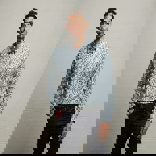 Gabicci G53W09 Mens Long Sleeve Printed Woven Shirt Gabicci Classic - STORM