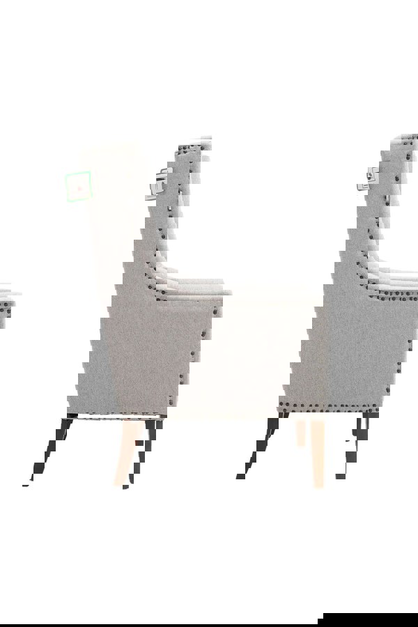 Living and Home Burlap High Back Studded Armchair with Cushion