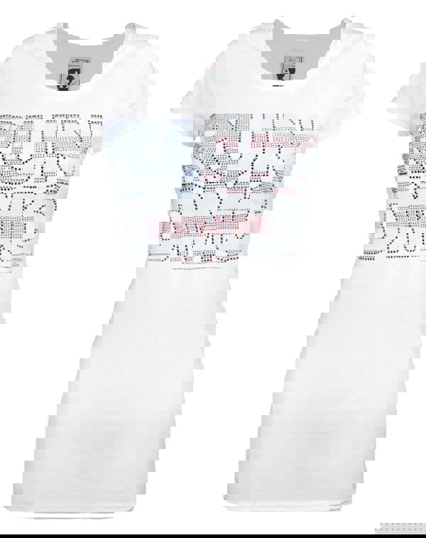 Amplified Clothing Womens White Run Dmc Diamante Logo Short Sleeved T-Shirt