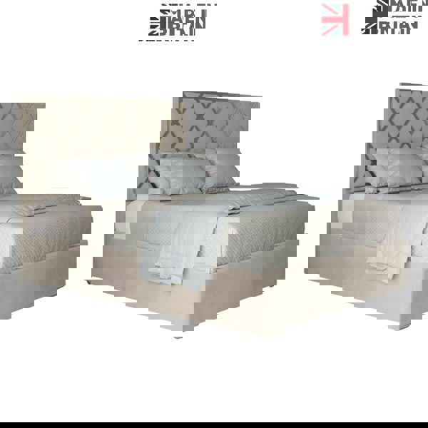 Casa Magna Tammy Upholstered Soft Velvet Metal Bed Frame - Cream