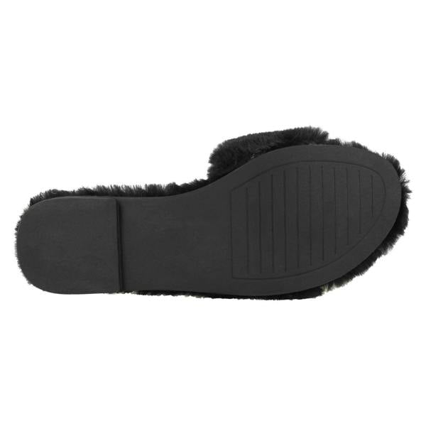 Spot On Ladies Spot On Flat Fur Mules F00140