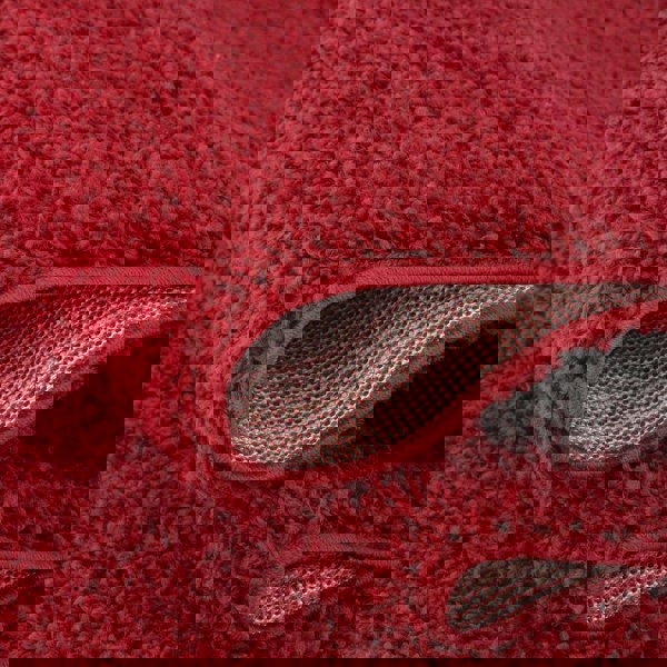 Shaggy Rug Plain Red non-shedding easy to clean