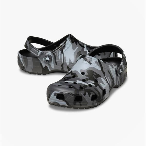 Crocs Crocs CLASSIC CAMOUFLAGE Unisex Adults Clogs Sandals Black/Slate Grey