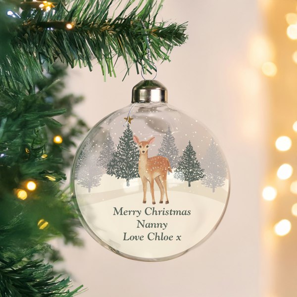 Personalised Memento Company Personalised Christmas Deer Glass Bauble