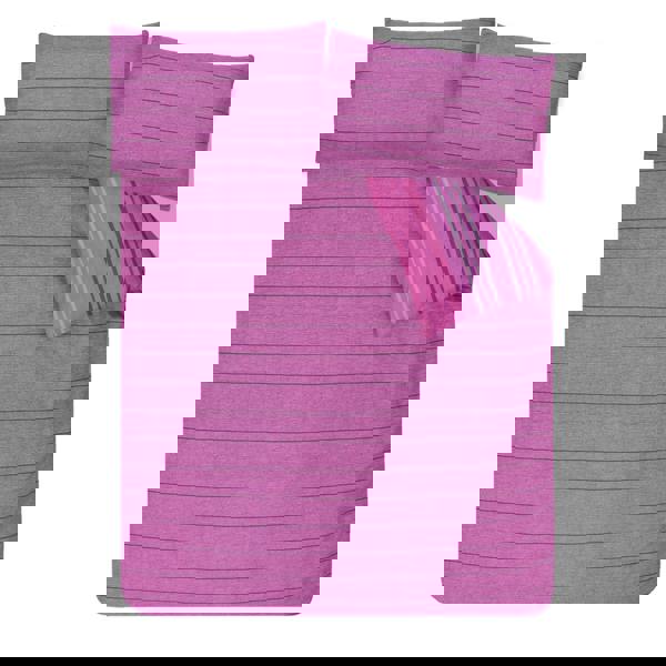 Smart Living Reversible Polycotton Textured Stripe Duvet Cover and Pillowcase Set - Purple