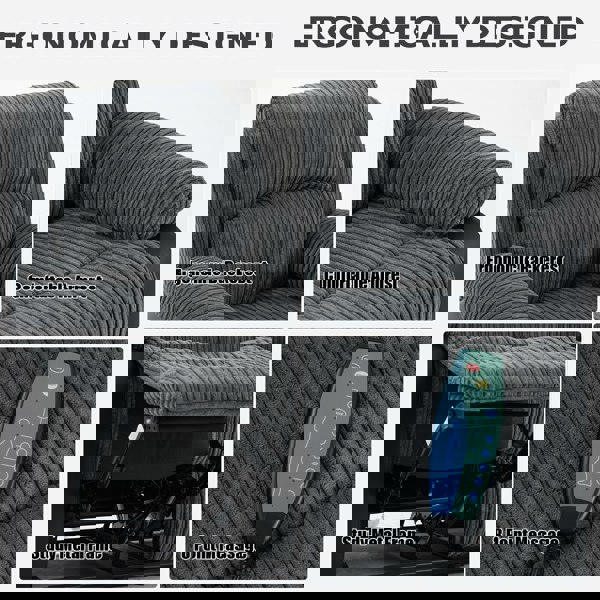 Furniture One Massage Recliner Sofa, Corduroy Fabric Electric Massage Couches Suit with 8 Point Vibration Massage, Manual Recliner