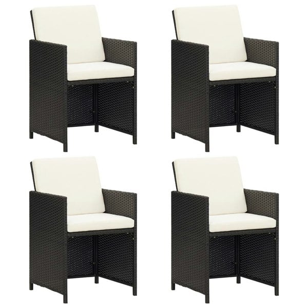 Berkfield Garden Dining Chairs with Cushions 4 pcs Black Poly Rattan