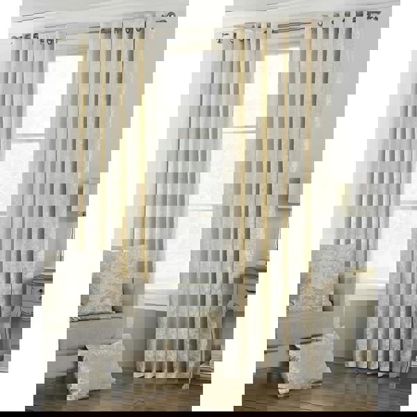 Riva Home Verona Velvet Style Eyelet Curtains - Oyster