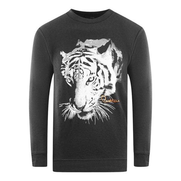 Cavalli Class Tiger Silhouette Logo Sweatshirt - Black