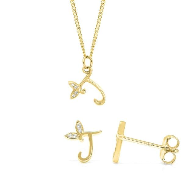 Say It With Dainty Winged Initial Bundle - Yellow Gold