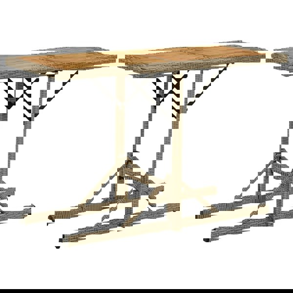 Berkfield Garden Table Beige Solid Wood Acacia and Poly Rattan