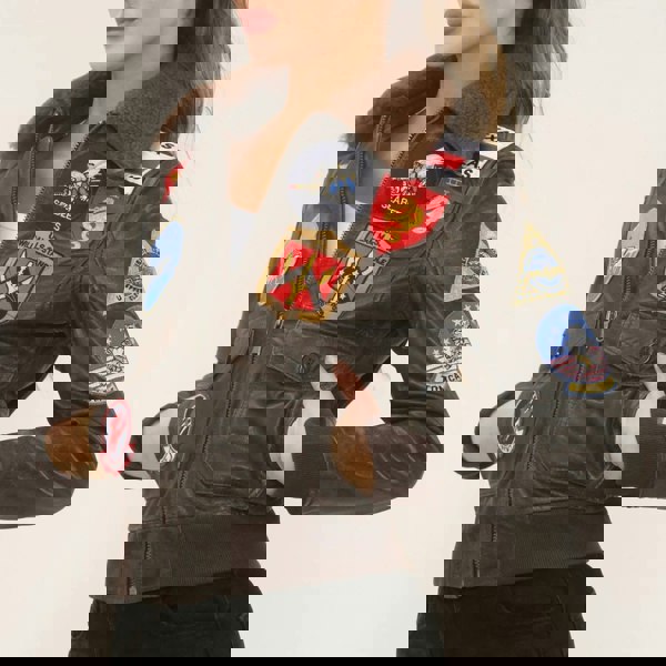 Leather Company Women's Real Leather Air Force A2 Flight Bomber Jacket