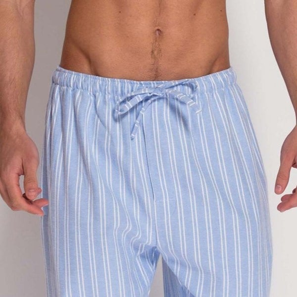 British Boxers Men's Brushed Cotton Sleep Shorts – Westwood Blue Stripe