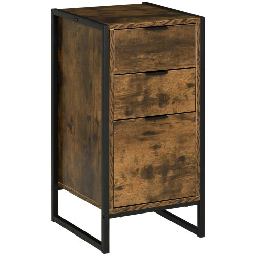 Wyld Haus Miri Black Metal And Wooden Rustic Brown Industrial 3 Drawer Chest