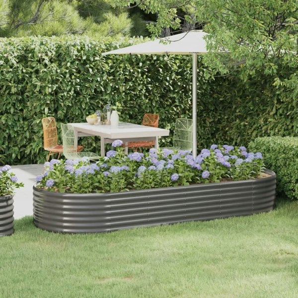 Berkfield Garden Raised Bed Powder-coated Steel 249x100x36 cm Grey
