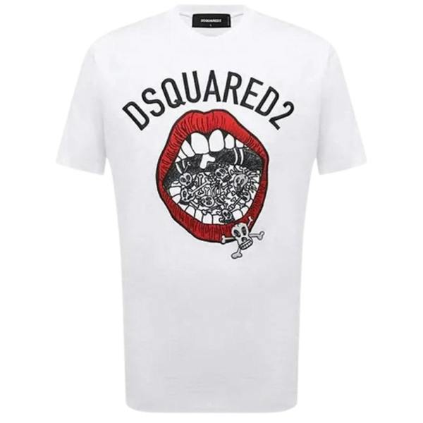DSQUARED2 Branded Mouth Graphic White  T-Shirt XS