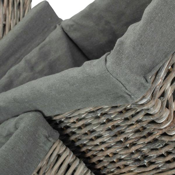 Grey Wash Grey Cotton Lined Willow Storage Baskets