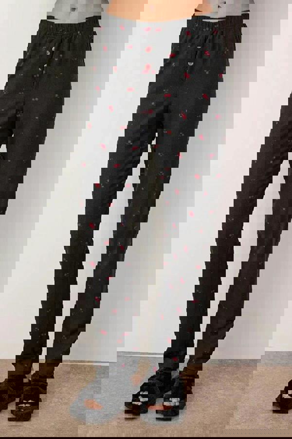 WOVCOR 2-Piece Cherry Patterned Zippered Soft Winter Waffle Knit Pajama Set