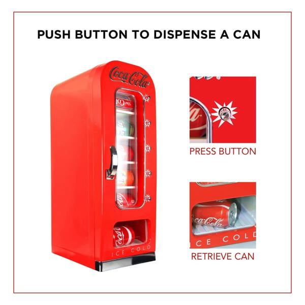 Coca-Cola 5L Vending Mini Fridge – 10 Can Portable Cooler for Bedroom, Dorm or Gaming Room (Red)