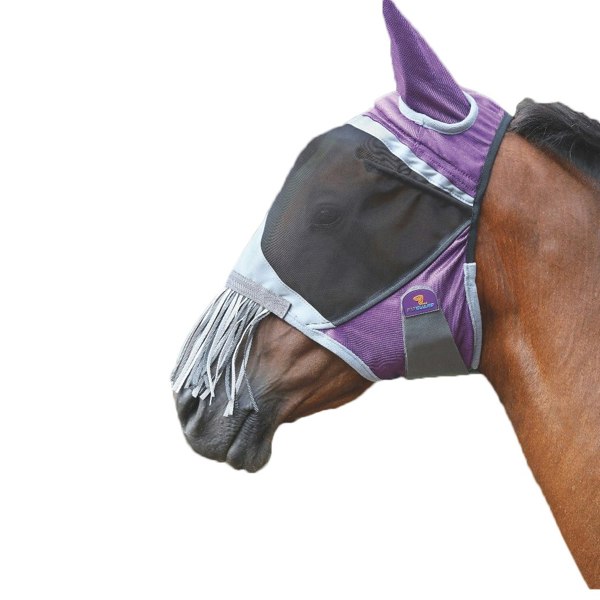 Shires Deluxe Horse Fly Mask With Ears & Nose Fringe - Purple