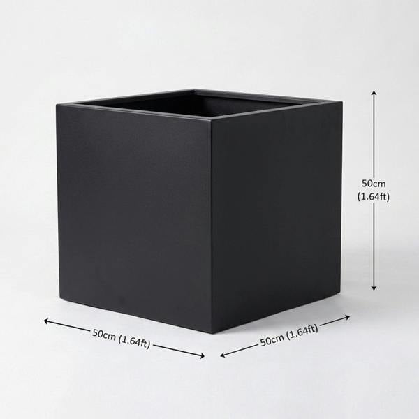 Nicoman Galvanised Steel Black Cube Metal Planter 50cm x 50cm