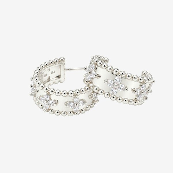 Uchi & Soto Kinmokusei Silver Bead Floral Earrings