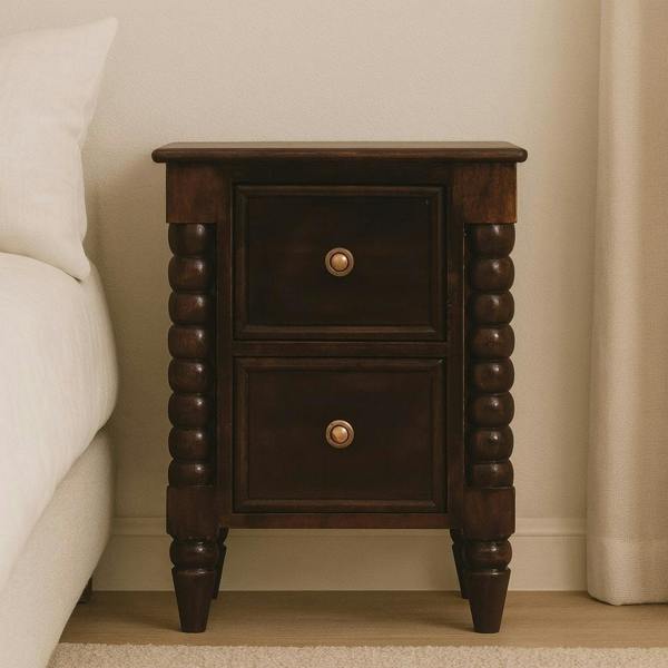 Artisan Furniture Solid Wood Spindle Winewood Nightstand
