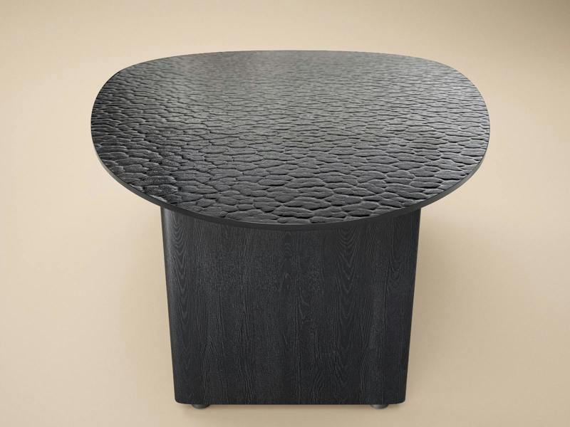 SOLACE+CO Emil Glass Oval Coffee Table Black