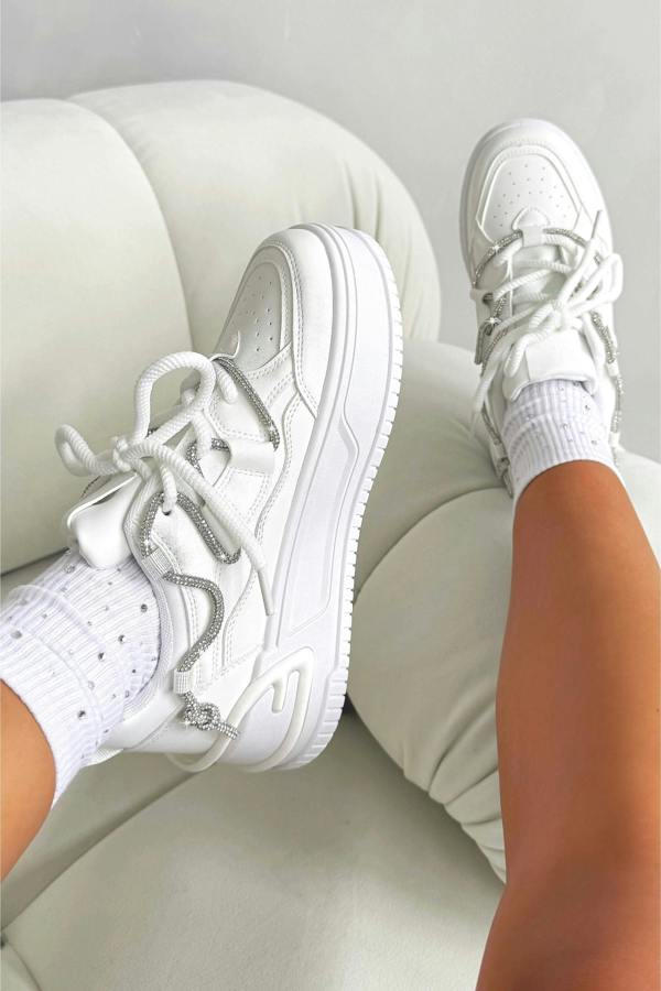 Crystal Spark Trainers White featuring chunky sole with layered panel detailing