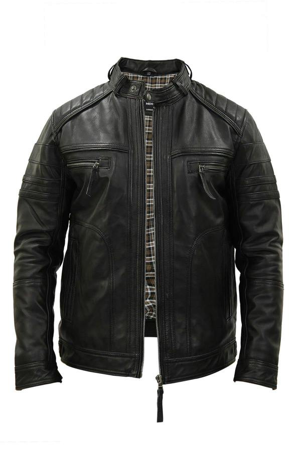 Infinity Leather Men's Vintage Black Leather Biker Jacket-Naples