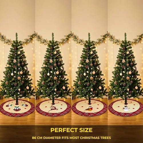 86cm Christmas Tree Skirt Set of 4 Printed Festive Tree Base Covers for Seasonal Home Decor image 4