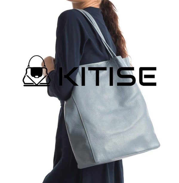 Kitise Soft Slouch Genuine Italian Leather Large Shopper Tie Closure Style Tote Handbag