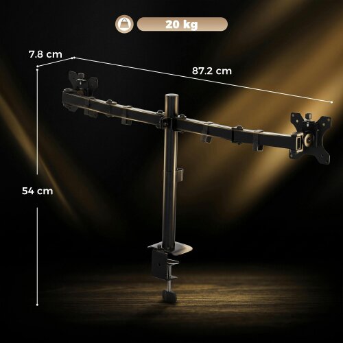 HOMCOM Dual Monitor Stand for 2 Screens up to 32", Height Adjustable, Black
