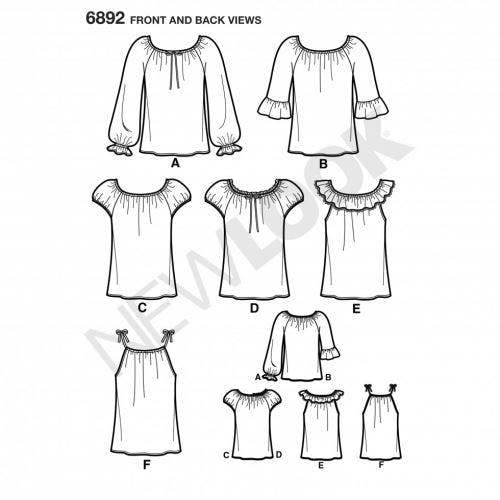 New Look Sewing Pattern 6892, Tops for Women, 6-8-10-12-14-16 - Easy
