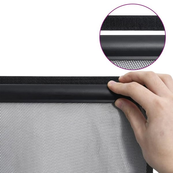 Berkfield Insect Door Screen with 10-Piece Mesh Curtain Black 240x240 cm