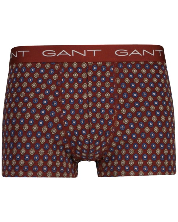 GANT 3-Pack Geometric Print Boxer Trunks, Burgundy/grey
