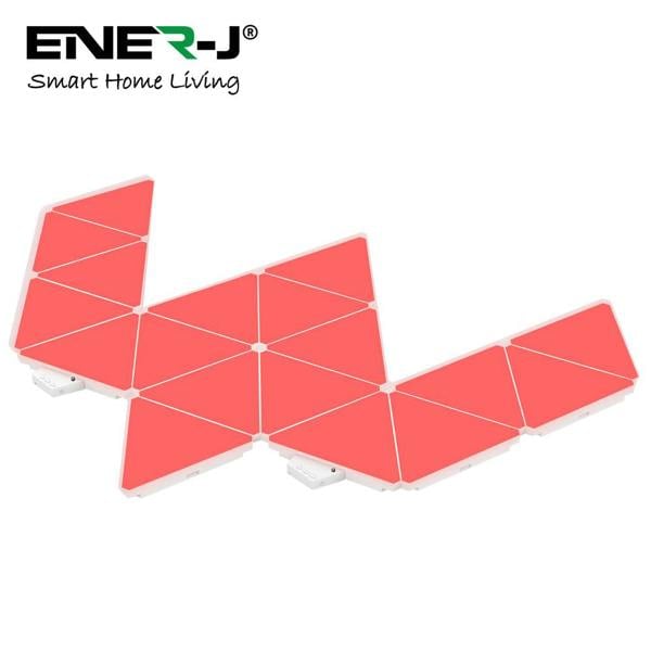 ENER-J Smart WiFi RGBW Triangle LED Wall Light Panels, Modular DIY Design, Voice & App Control, Music Sync, USB Powered - 6 Pack